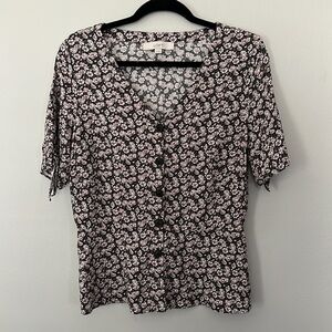 LOFT Pink Floral Blouse Size 10